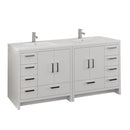 Fresca Imperia 72" Glossy White Free Standing Double Sink Modern Bathroom Cabinet w/ Integrated Sink FCB9472WH-I