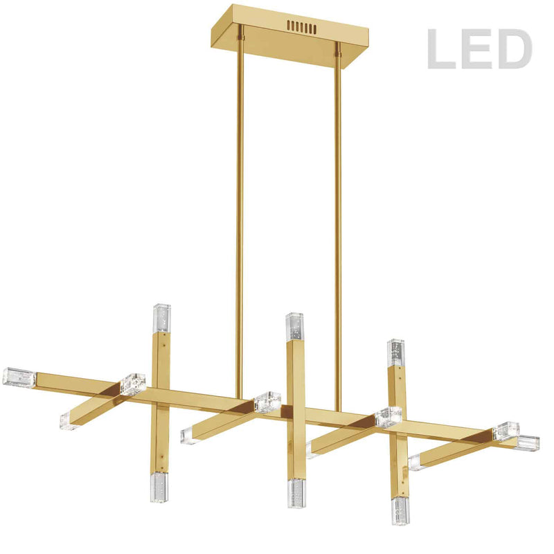 Dainolite 48W Horizontal Chandelier Aged Brass Finish with Acrylic Diffuser FCS-4064HC-AGB