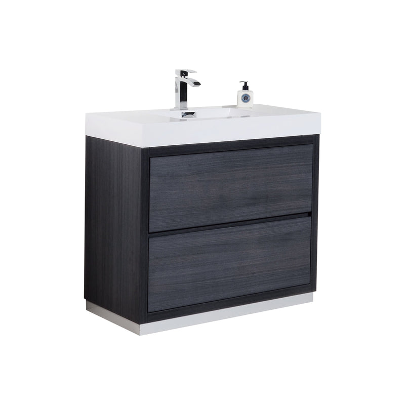 KubeBath Bliss 40" Gray Oak Free Standing Modern Bathroom Vanity FMB40-GO