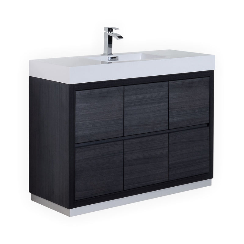 KubeBath Bliss 48" Gray Oak Free Standing Modern Bathroom Vanity FMB48-GO