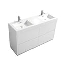 KubeBath Bliss 60" Double Sink High Gloss White Free Standing Modern Bathroom Vanity FMB60D-GW