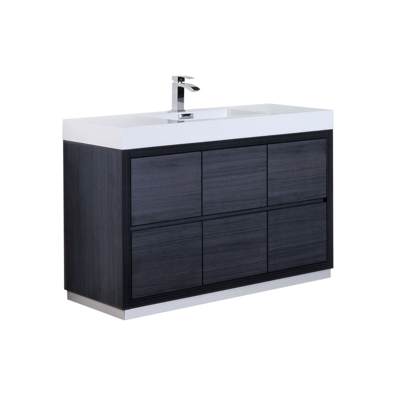 KubeBath Bliss 60" Single Sink Gray Oak Free Standing Modern Bathroom Vanity FMB60S-GO