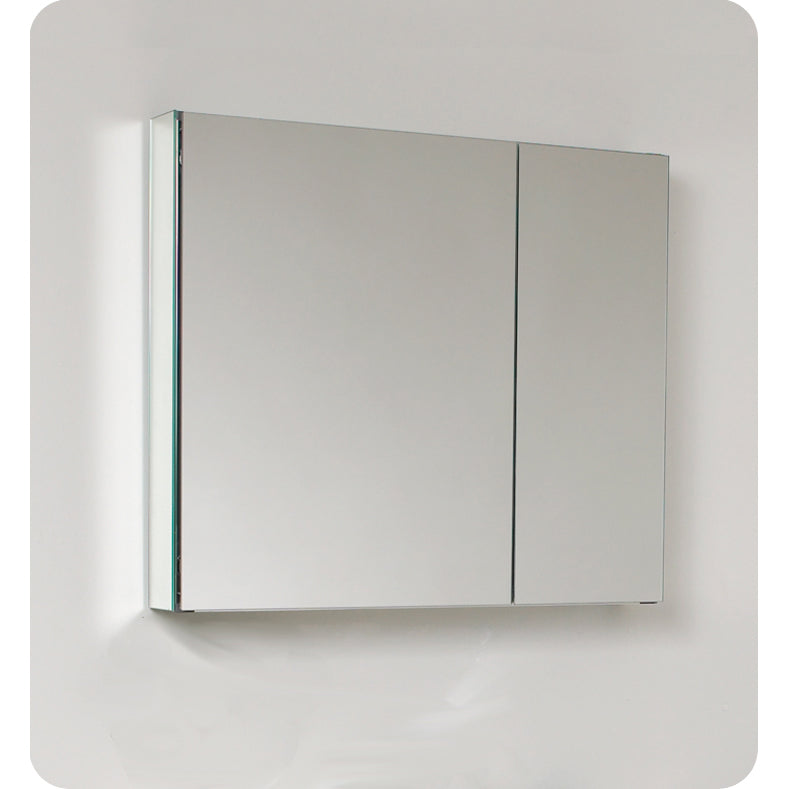 Fresca Imperia 36" Glossy White Free Standing Modern Bathroom Cabinet with Integrated Sink - Left Version FCB9436WH-L-I