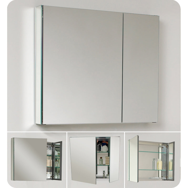 Fresca 30" Wide x 26" Tall Bathroom Medicine Cabinet with Mirrors FMC8090