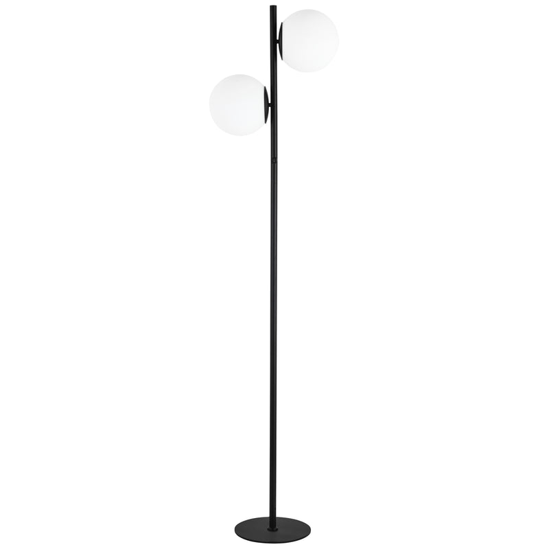 Dainolite 2 Light Incandescent Floor Lamp Matte Black with White Opal Glass FOL-662F-MB