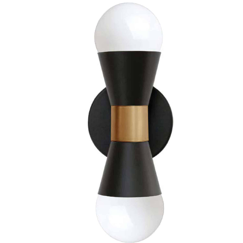 Dainolite 2 Light Incandescent Wall Sconce Matte Black and Aged Brass FOR-72W-MB-AGB