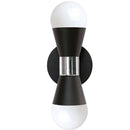 Dainolite 2 Light Incandescent Wall Sconce Matte Black and Polished Chrome FOR-72W-MB-PC