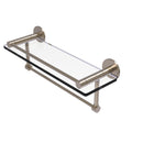 Allied Brass Fresno Collection 16 Inch Glass Shelf with Vanity Rail and Integrated Towel Bar FR-1-16GTB-PEW