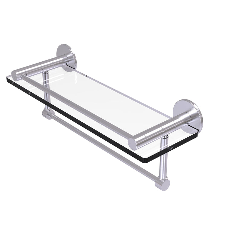Allied Brass Fresno Collection 16 Inch Glass Shelf with Vanity Rail and Integrated Towel Bar FR-1-16GTB-SCH