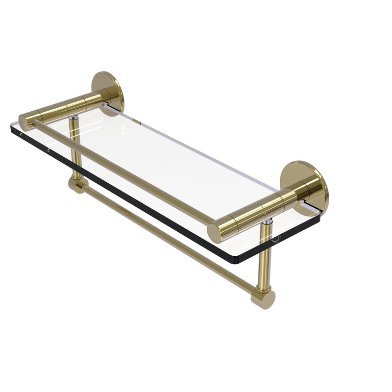 Allied Brass Fresno Collection 16 Inch Glass Shelf with Vanity Rail and Integrated Towel Bar FR-1-16GTB-UNL