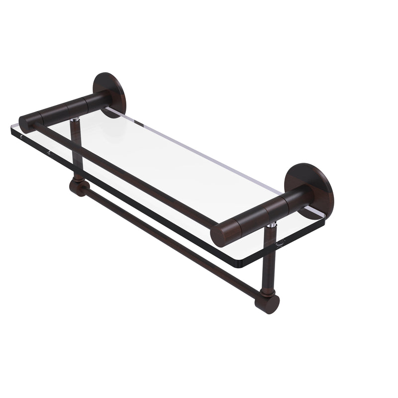 Allied Brass Fresno Collection 16 Inch Glass Shelf with Vanity Rail and Integrated Towel Bar FR-1-16GTB-VB