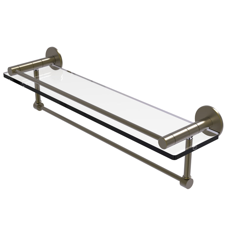 Allied Brass Fresno Collection 22 Inch Glass Shelf with Vanity Rail and Integrated Towel Bar FR-1-22GTB-ABR