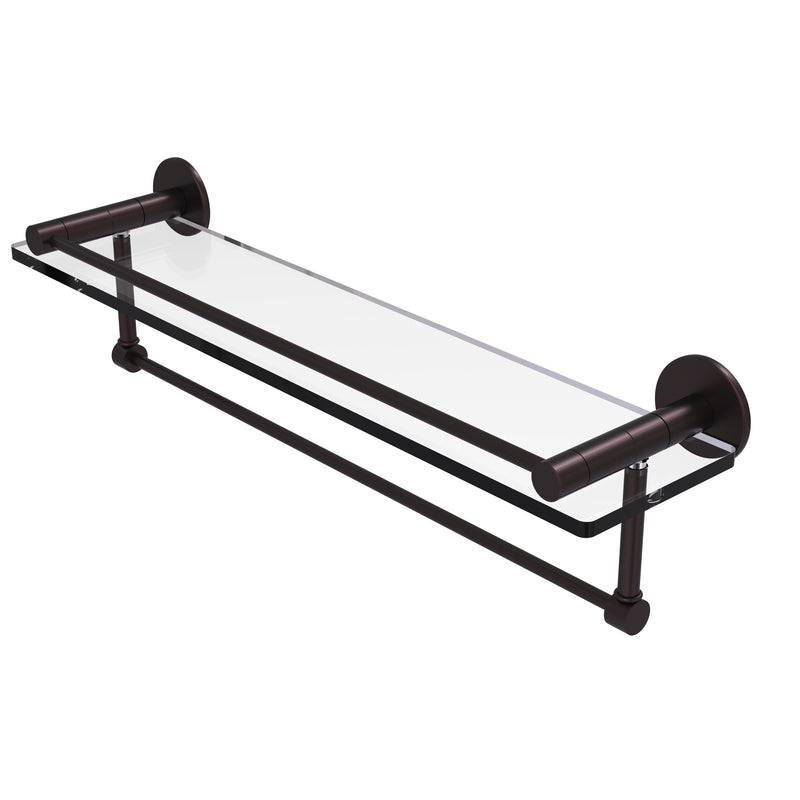 Allied Brass Fresno Collection 22 Inch Glass Shelf with Vanity Rail and Integrated Towel Bar FR-1-22GTB-ABZ