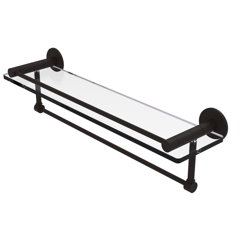 Allied Brass Fresno Collection 22 Inch Glass Shelf with Vanity Rail and Integrated Towel Bar FR-1-22GTB-ORB