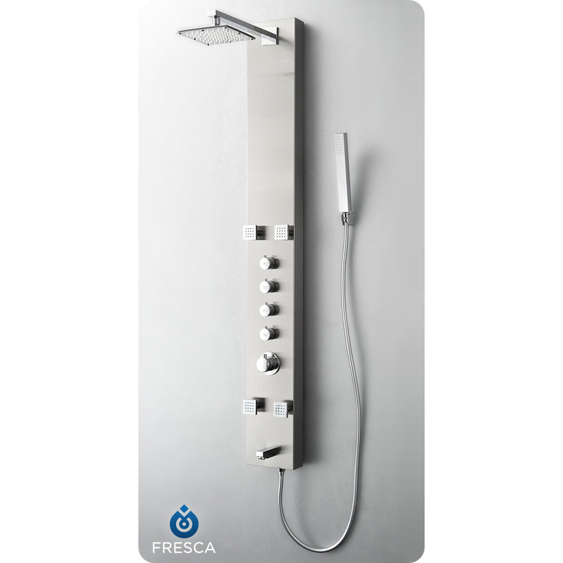 Fresca Pavia Stainless Steel (Brushed Silver) Thermostatic Shower Massage Panel FSP8001BS