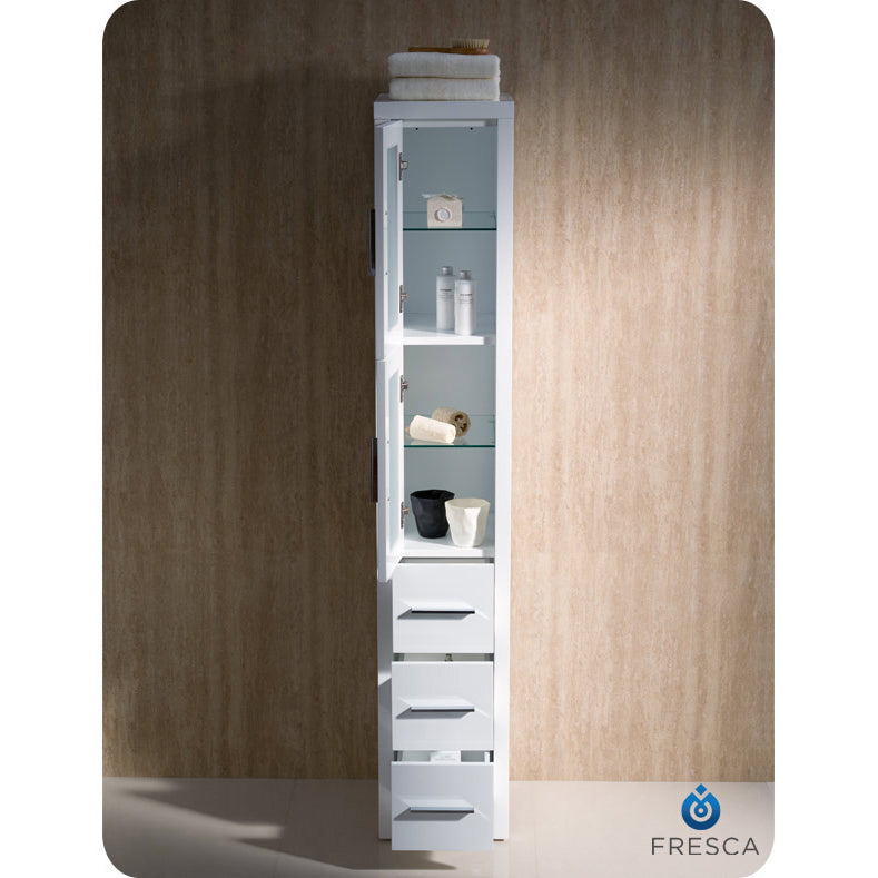 Fresca Torino White Tall Bathroom Linen Side Cabinet FST6260WH