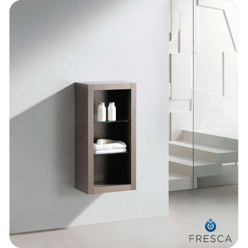 Fresca Allier Gray Oak Bathroom Linen Side Cabinet with 2 Glass Shelves FST8130GO