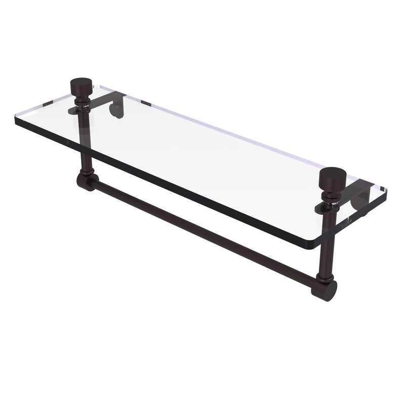 Allied Brass Foxtrot 16 Inch Glass Vanity Shelf with Integrated Towel Bar FT-1-16TB-ABZ