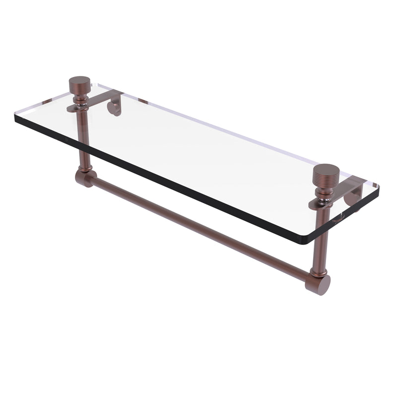 Allied Brass Foxtrot 16 Inch Glass Vanity Shelf with Integrated Towel Bar FT-1-16TB-CA