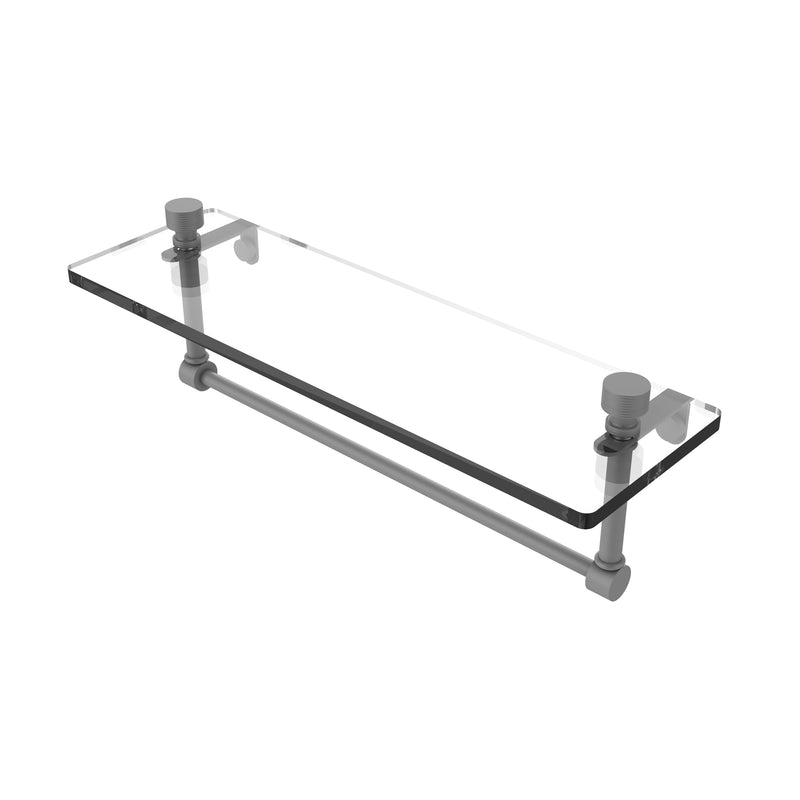 Allied Brass Foxtrot 16 Inch Glass Vanity Shelf with Integrated Towel Bar FT-1-16TB-GYM