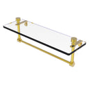 Allied Brass Foxtrot 16 Inch Glass Vanity Shelf with Integrated Towel Bar FT-1-16TB-PB