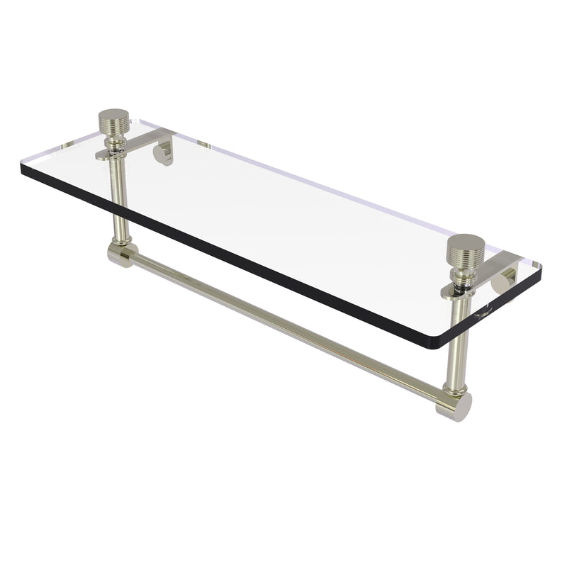 Allied Brass Foxtrot 16 Inch Glass Vanity Shelf with Integrated Towel Bar FT-1-16TB-PNI