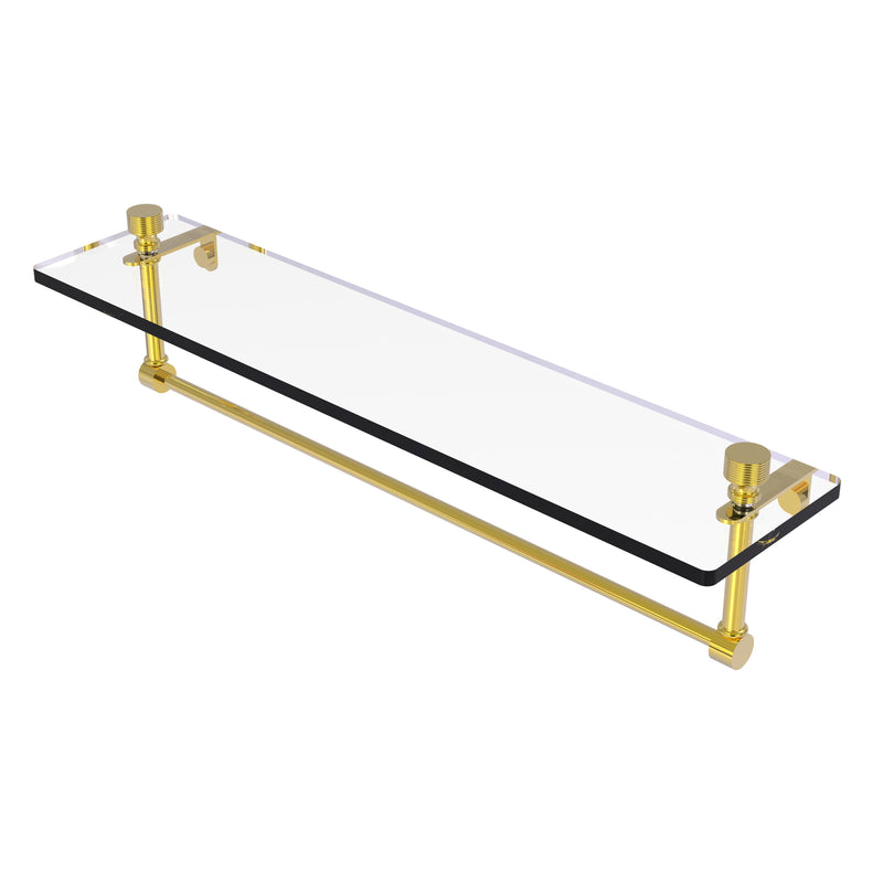 Allied Brass Foxtrot 22 Inch Glass Vanity Shelf with Integrated Towel Bar FT-1-22TB-PB