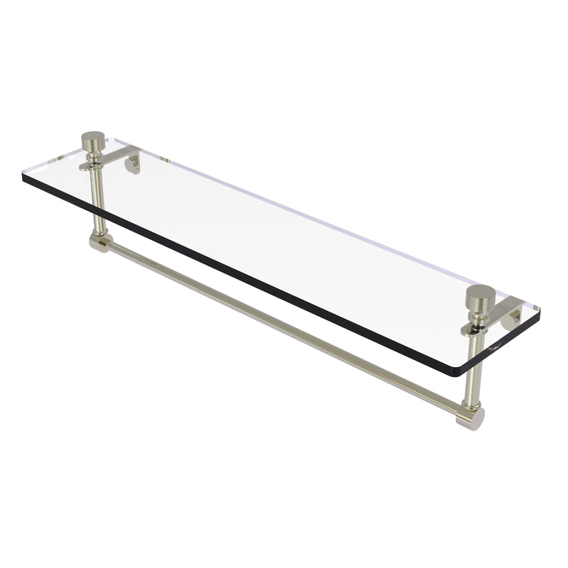 Allied Brass Foxtrot 22 Inch Glass Vanity Shelf with Integrated Towel Bar FT-1-22TB-PNI