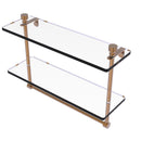 Allied Brass Foxtrot Collection 16 Inch Two Tiered Glass Shelf with Integrated Towel Bar FT-2-16TB-BBR