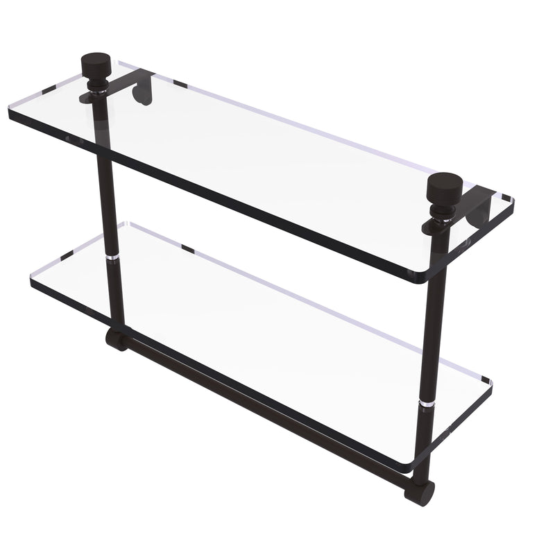 Allied Brass Foxtrot Collection 16 Inch Two Tiered Glass Shelf with Integrated Towel Bar FT-2-16TB-ORB