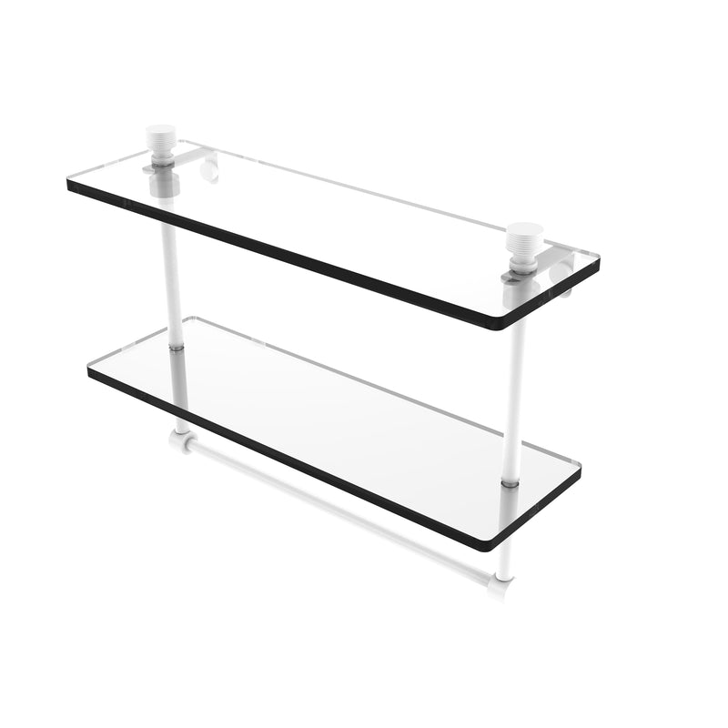 Allied Brass Foxtrot Collection 16 Inch Two Tiered Glass Shelf with Integrated Towel Bar FT-2-16TB-WHM