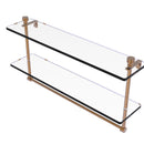 Allied Brass Foxtrot Collection 22 Inch Two Tiered Glass Shelf with Integrated Towel Bar FT-2-22TB-BBR