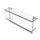 Allied Brass Foxtrot Collection 22 Inch Two Tiered Glass Shelf with Integrated Towel Bar FT-2-22TB-PNI