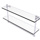 Allied Brass Foxtrot Collection 22 Inch Two Tiered Glass Shelf with Integrated Towel Bar FT-2-22TB-SCH