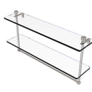 Allied Brass Foxtrot Collection 22 Inch Two Tiered Glass Shelf with Integrated Towel Bar FT-2-22TB-SN