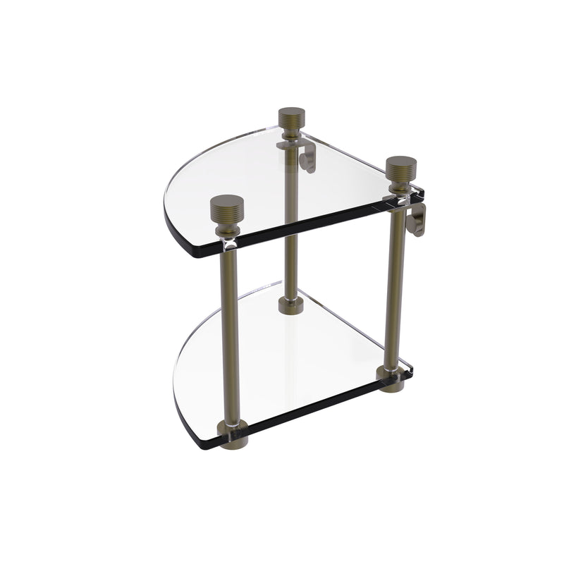 Allied Brass Foxtrot Collection Two Tier Corner Glass Shelf FT-3-ABR