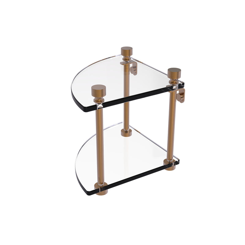 Allied Brass Foxtrot Collection Two Tier Corner Glass Shelf FT-3-BBR