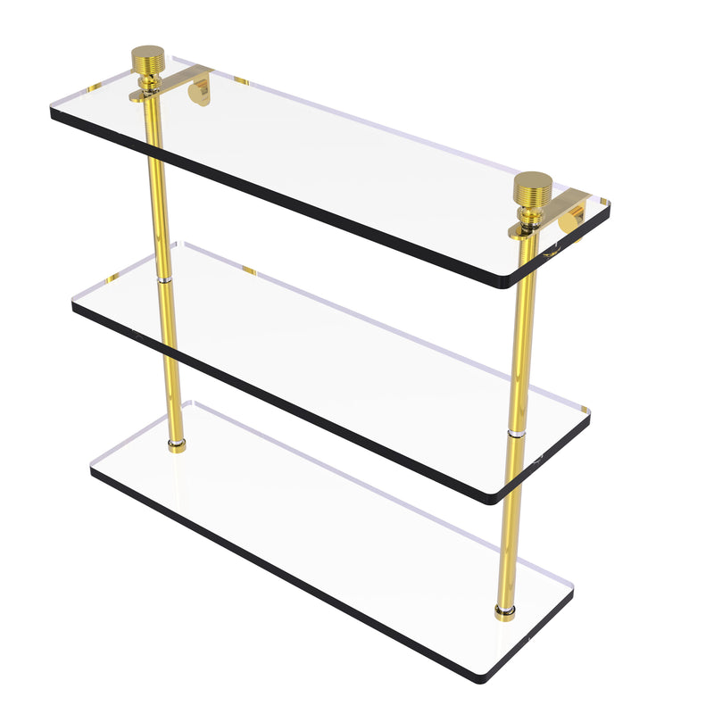 Allied Brass Foxtrot Collection 16 Inch Triple Tiered Glass Shelf FT-5-16-PB