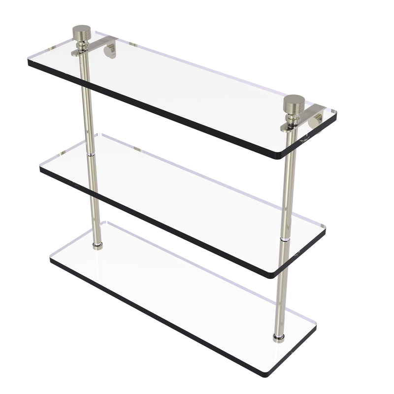 Allied Brass Foxtrot Collection 16 Inch Triple Tiered Glass Shelf FT-5-16-PNI