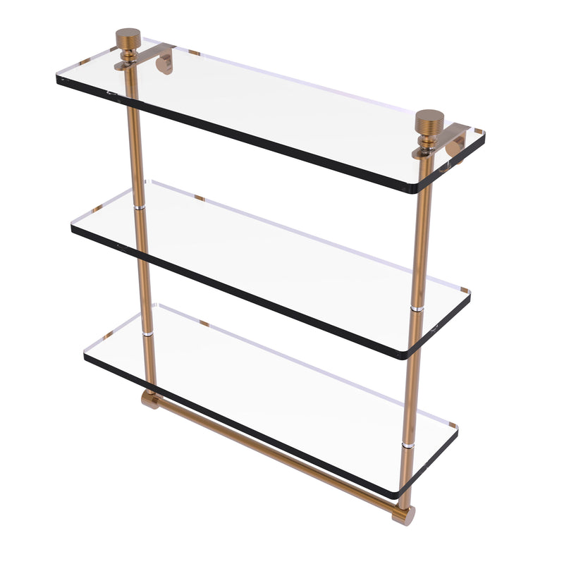 Allied Brass Foxtrot Collection 16 Inch Triple Tiered Glass Shelf with Integrated Towel Bar FT-5-16TB-BBR