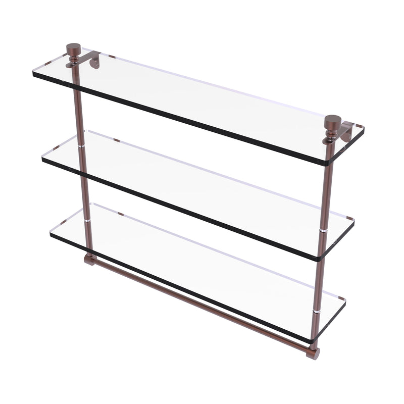 Allied Brass Foxtrot Collection 22 Inch Triple Tiered Glass Shelf with Integrated Towel Bar FT-5-22TB-CA