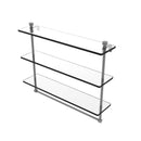 Allied Brass Foxtrot Collection 22 Inch Triple Tiered Glass Shelf with Integrated Towel Bar FT-5-22TB-GYM