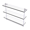 Allied Brass Foxtrot Collection 22 Inch Triple Tiered Glass Shelf with Integrated Towel Bar FT-5-22TB-PC
