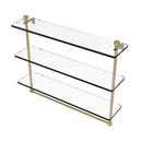 Allied Brass Foxtrot Collection 22 Inch Triple Tiered Glass Shelf with Integrated Towel Bar FT-5-22TB-SBR