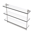 Allied Brass Foxtrot Collection 22 Inch Triple Tiered Glass Shelf with Integrated Towel Bar FT-5-22TB-SN