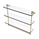 Allied Brass Foxtrot Collection 22 Inch Triple Tiered Glass Shelf with Integrated Towel Bar FT-5-22TB-UNL