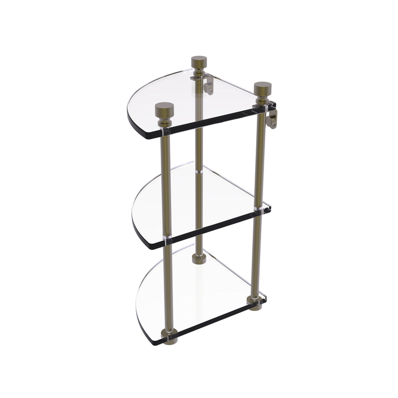 Allied Brass Foxtrot Collection Three Tier Corner Glass Shelf FT-6-ABR