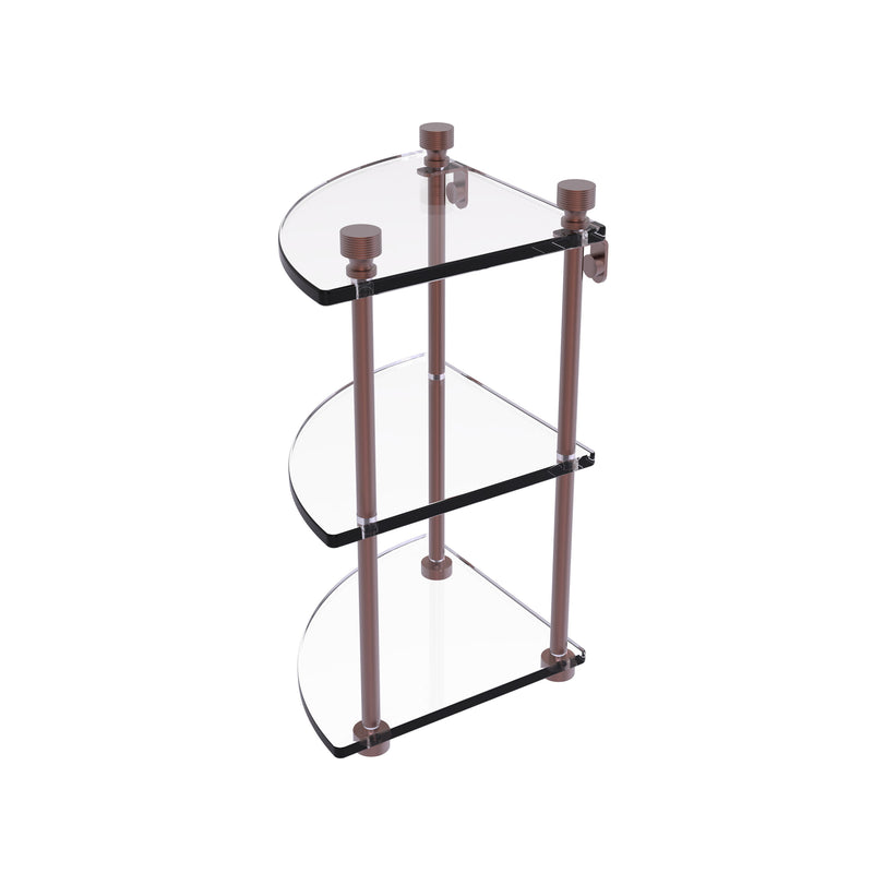 Allied Brass Foxtrot Collection Three Tier Corner Glass Shelf FT-6-CA