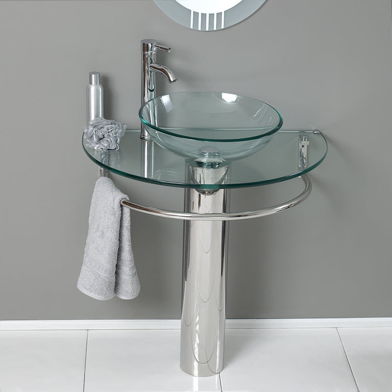 Fresca Attrazione 30" Modern Glass Bathroom Vanity with Frosted Edge Mirror FVN1060