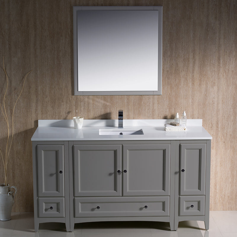 Fresca Oxford 60" Gray Traditional Bathroom Vanity FVN20-123612GR